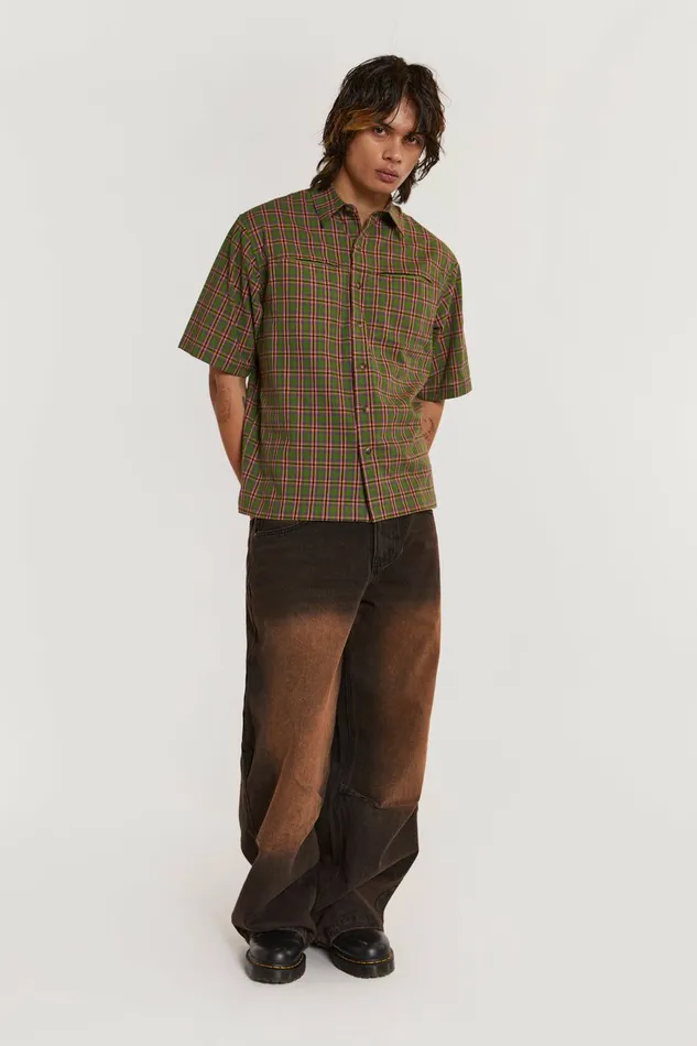 Acid Short Sleeve Shirt Green Men Jaded London