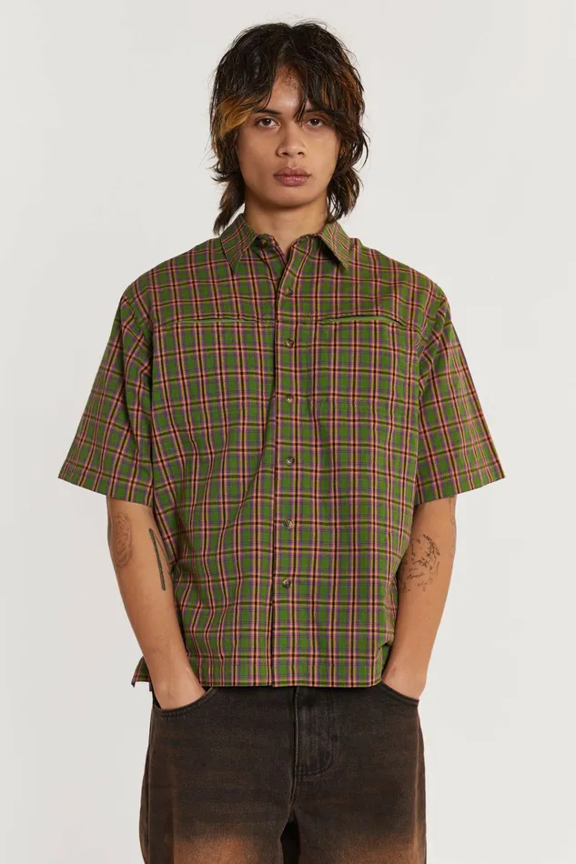 Acid Short Sleeve Shirt Green Men Jaded London Acid Short Sleeve Shirt Green Men Jaded London