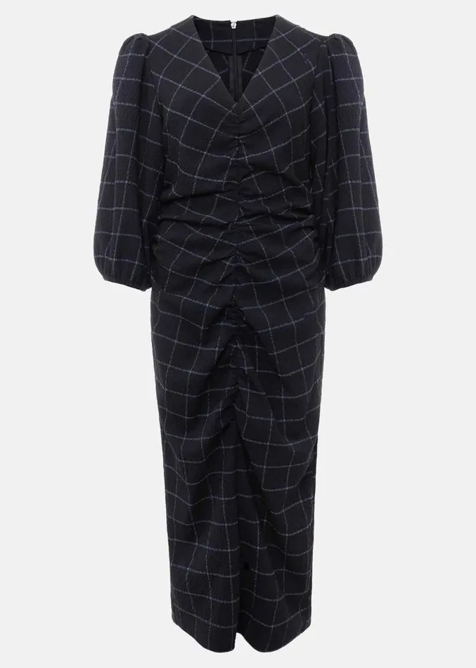 Addison Check Ruched Dress Blackblue Women Phase Eight Dresses