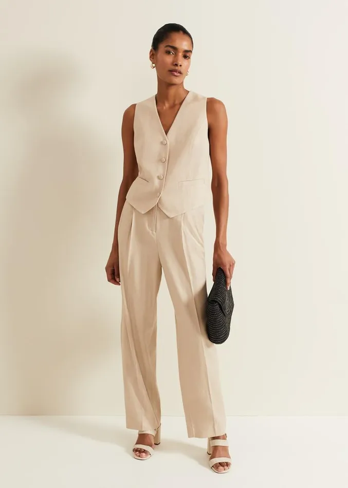 Addison Linen Waistcoat Stone Women Phase Eight Jackets
