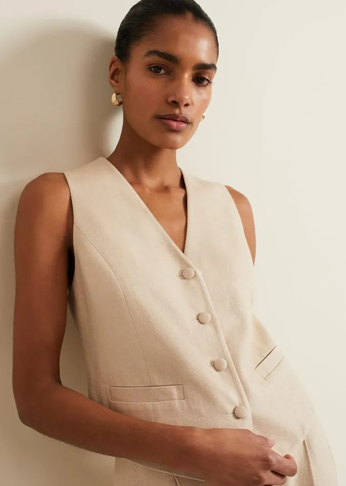 Addison Linen Waistcoat Stone Women Phase Eight Jackets