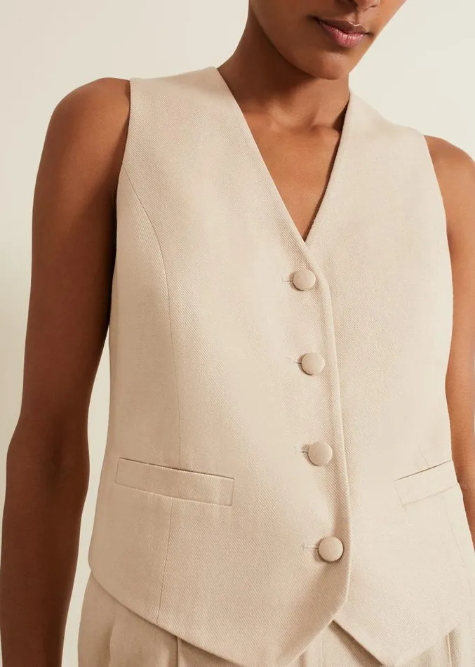 Addison Linen Waistcoat Stone Women Phase Eight Jackets