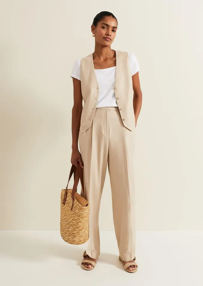 Addison Linen Waistcoat Stone Women Phase Eight Jackets