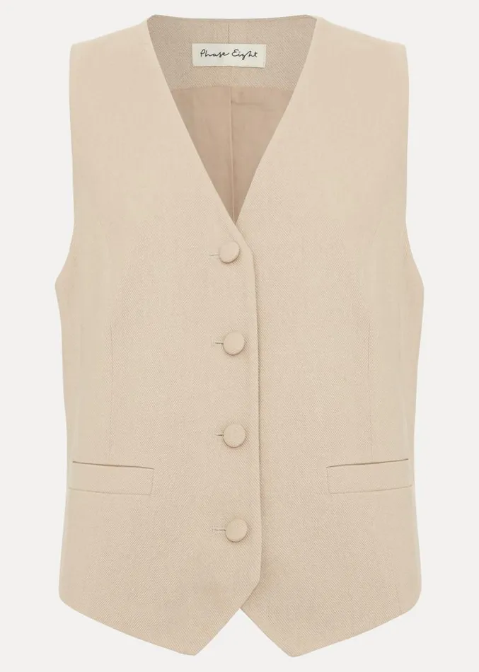 Addison Linen Waistcoat Stone Women Phase Eight Jackets