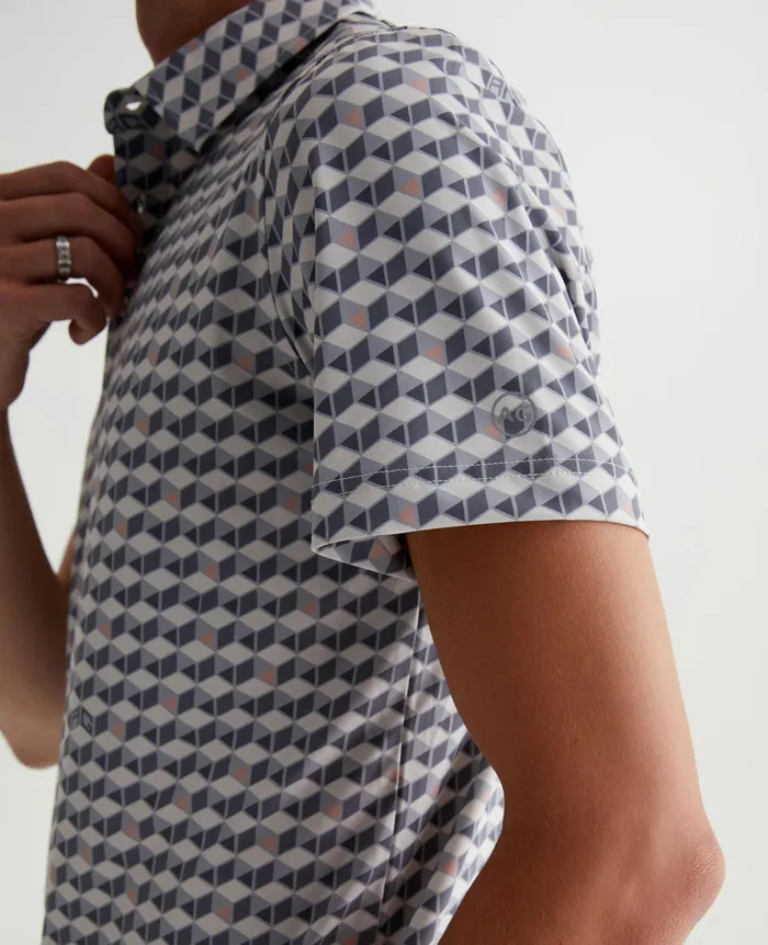 AG Jeans Polos Men Bryce Polo ACCENT CUBES LIGHT GREY MULTI AG Jeans Polos Men Bryce Polo ACCENT CUBES LIGHT GREY MULTI