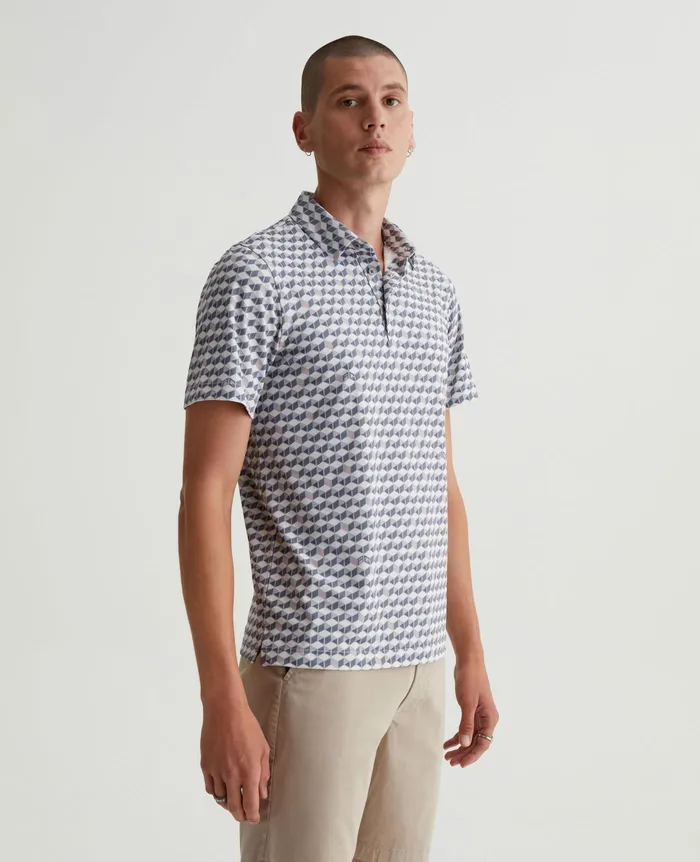 AG Jeans Polos Men Bryce Polo ACCENT CUBES LIGHT GREY MULTI AG Jeans Polos Men Bryce Polo ACCENT CUBES LIGHT GREY MULTI