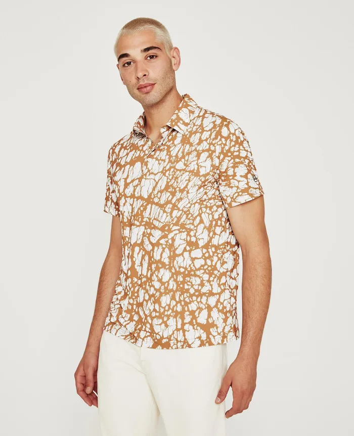 AG Jeans Polos Men Bryce Polo AG PEBBLE CAMEL MULTI