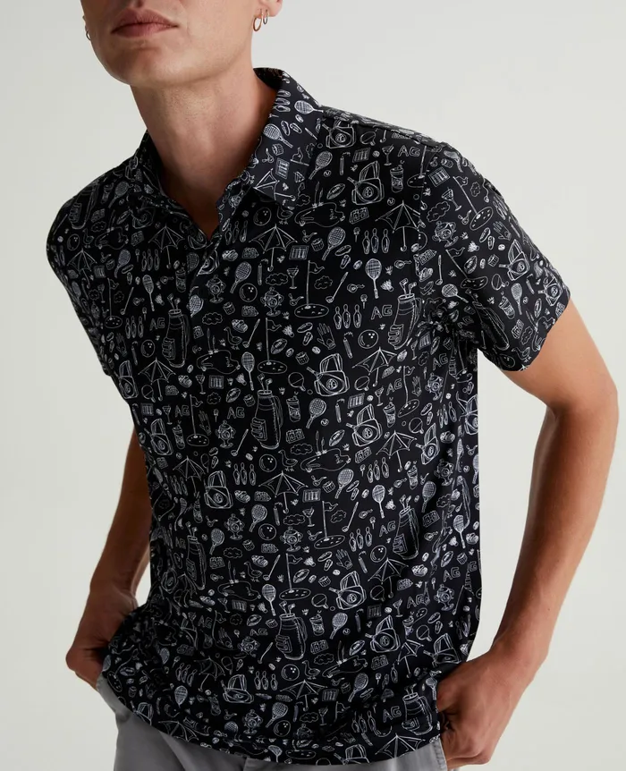 AG Jeans Polos Men Bryce Polo SPORTS DOODLE BLACK AG Jeans Polos Men Bryce Polo SPORTS DOODLE BLACK
