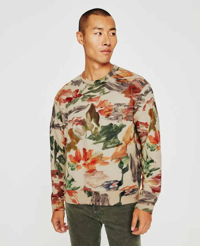 AG Jeans Sweatshirts Men Arc Crew GARDEN CAMO NEUTRAL MULTI