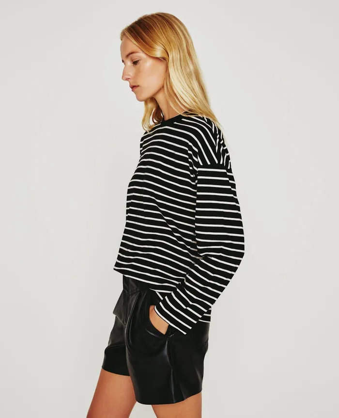 AG Jeans Tees and Tanks Women Fay LS Crew TRUE BLACKIVORY DUST AG Jeans Tees and Tanks Women Fay LS Crew TRUE BLACKIVORY DUST