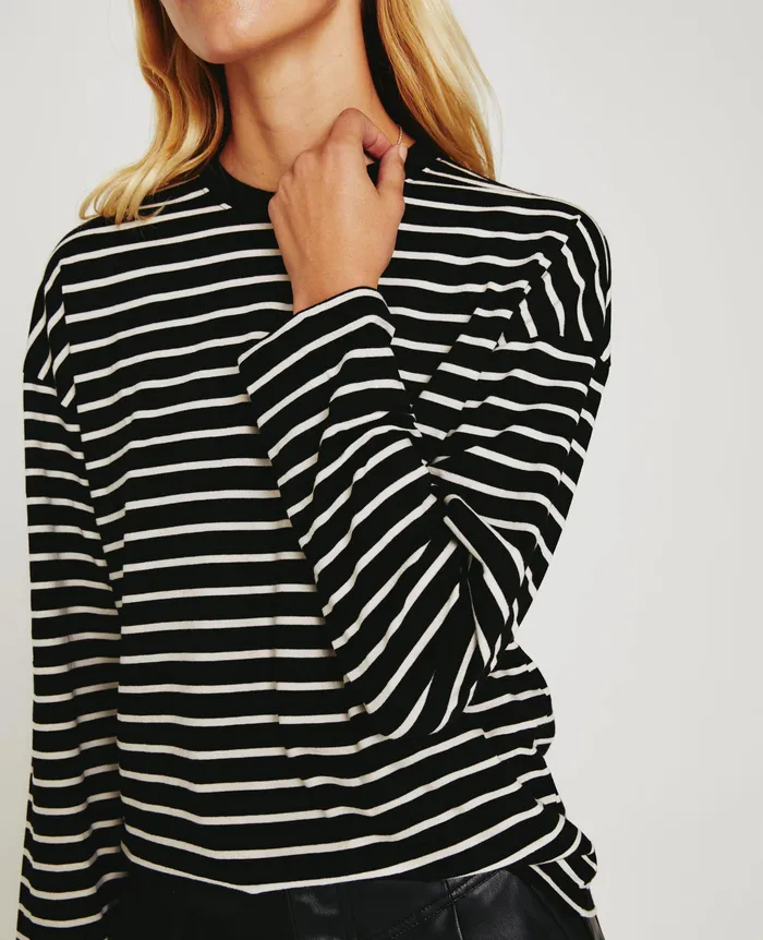 AG Jeans Tees and Tanks Women Fay LS Crew TRUE BLACKIVORY DUST AG Jeans Tees and Tanks Women Fay LS Crew TRUE BLACKIVORY DUST