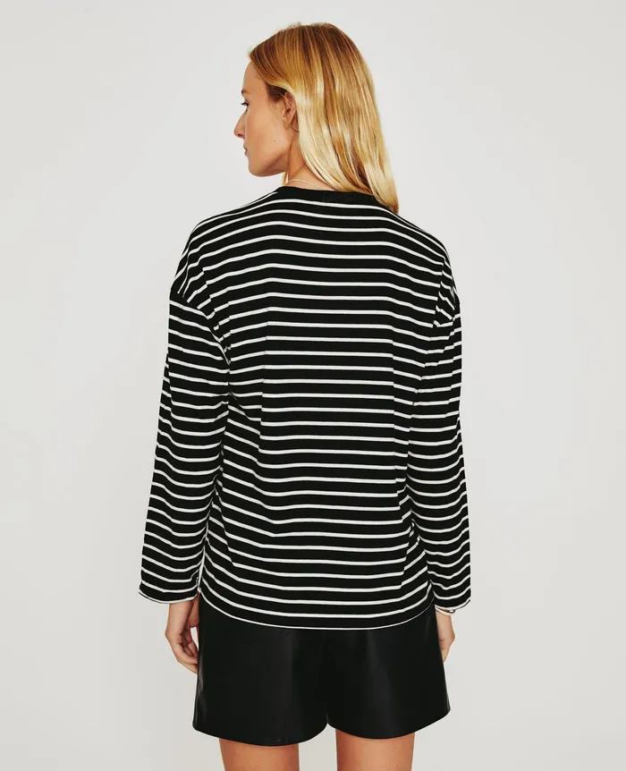 AG Jeans Tees and Tanks Women Fay LS Crew TRUE BLACKIVORY DUST AG Jeans Tees and Tanks Women Fay LS Crew TRUE BLACKIVORY DUST
