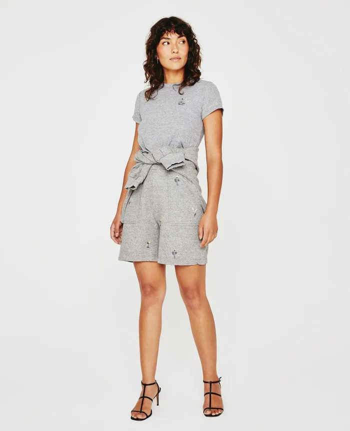 AG Jeans Tees and Tanks Women Sadie Crew EB FLOWER STAMP HEATHER GREY AG Jeans Tees and Tanks Women Sadie Crew EB FLOWER STAMP HEATHER GREY