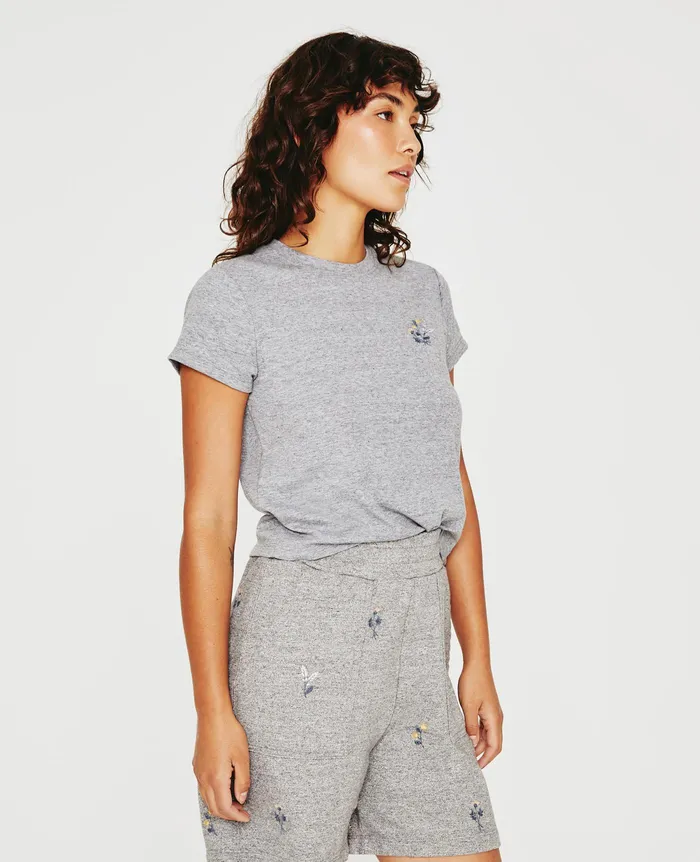 AG Jeans Tees and Tanks Women Sadie Crew EB FLOWER STAMP HEATHER GREY AG Jeans Tees and Tanks Women Sadie Crew EB FLOWER STAMP HEATHER GREY