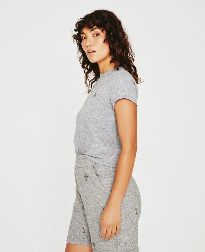 AG Jeans Tees and Tanks Women Sadie Crew EB FLOWER STAMP HEATHER GREY AG Jeans Tees and Tanks Women Sadie Crew EB FLOWER STAMP HEATHER GREY