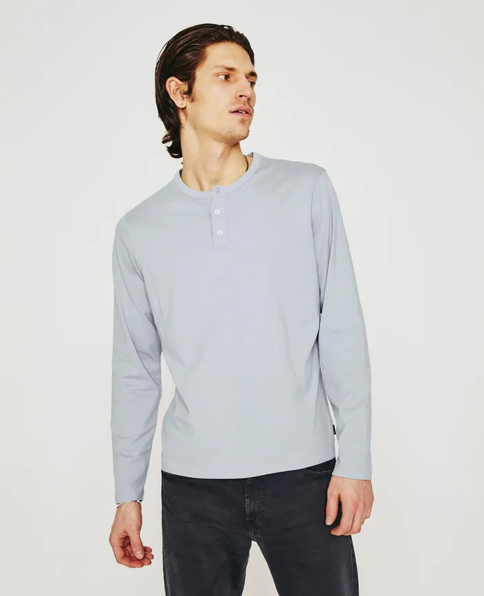 AG Jeans Tees Men Bryce Long Sleeve Henley WHITE SANDS
