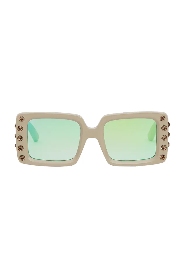Aje Aje X Local Supply The Square Embellished Sunglasses Ecru Women Sunglasses