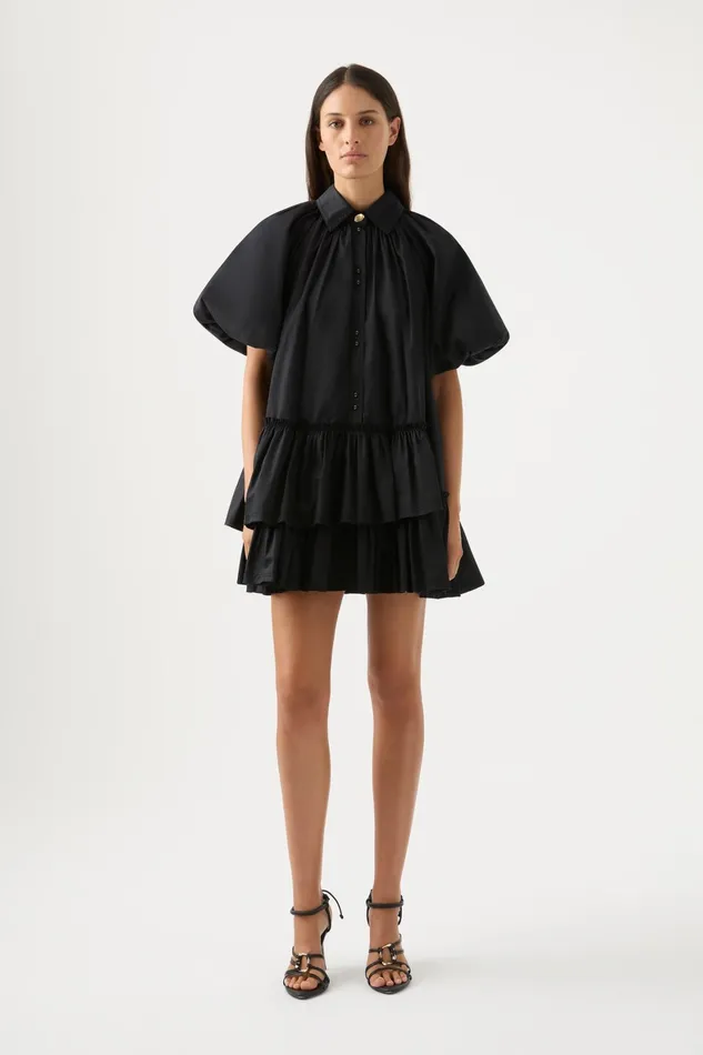 Aje Ambience Smock Mini Dress Black Women Dresses