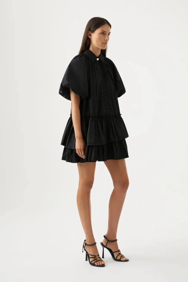 Aje Ambience Smock Mini Dress Black Women Dresses