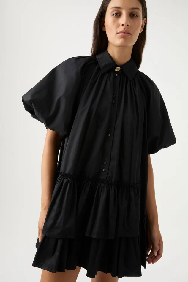 Aje Ambience Smock Mini Dress Black Women Dresses