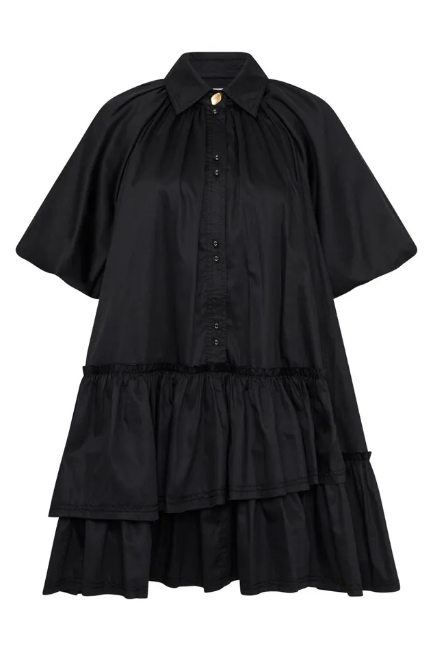 Aje Ambience Smock Mini Dress Black Women Dresses