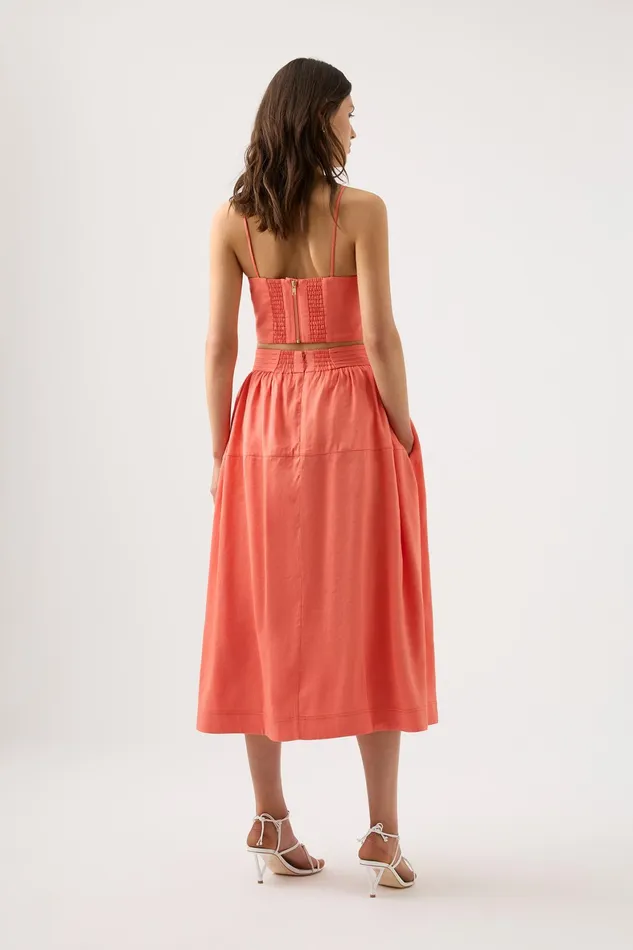 Aje Ariel Sculptural Ring Top Coral Women Tops