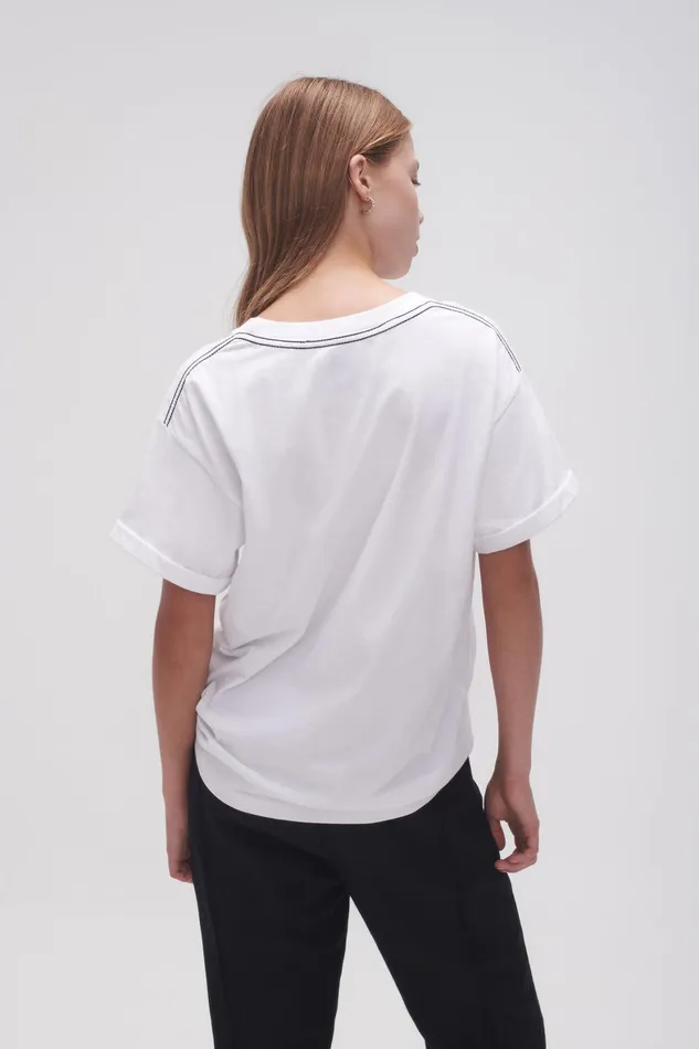 Aje Classic Embellished Logo Tee Whiteblack Women Tees