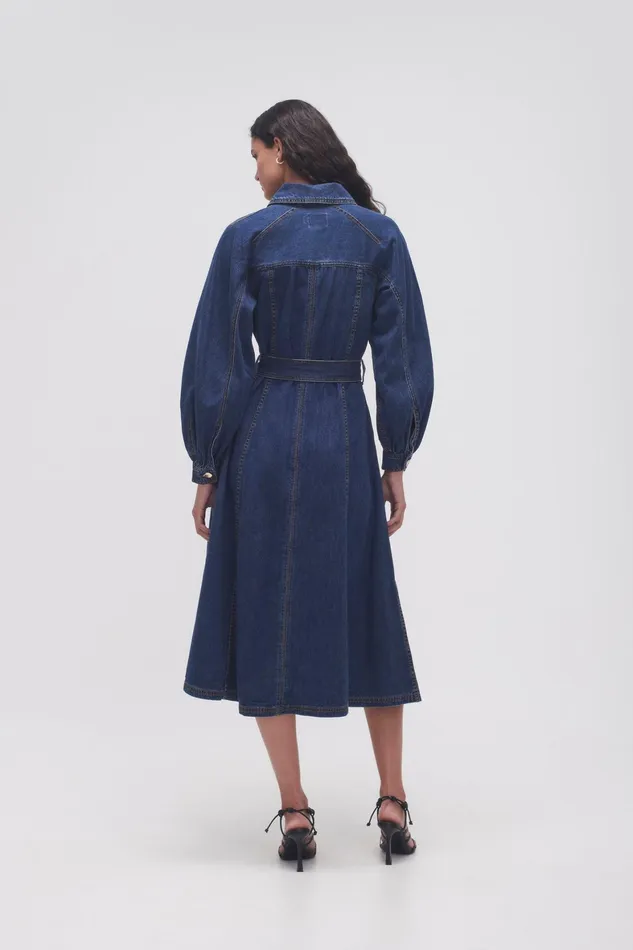 Aje Colorado Denim Midi Dress Washed Indigo Women Dresses