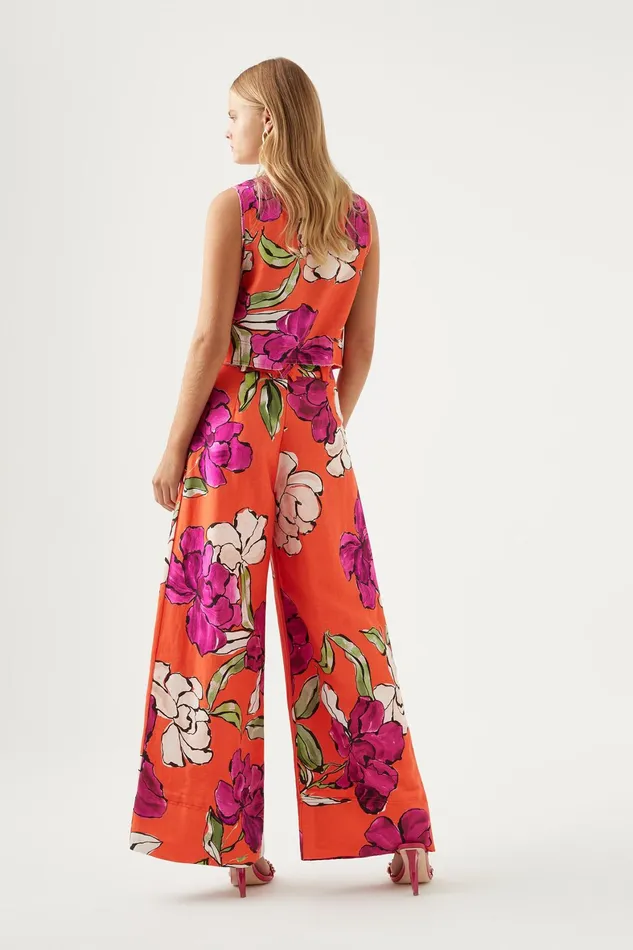 Aje Dazzling Floral Wide Leg Pant Vivid Camellia Women Pants