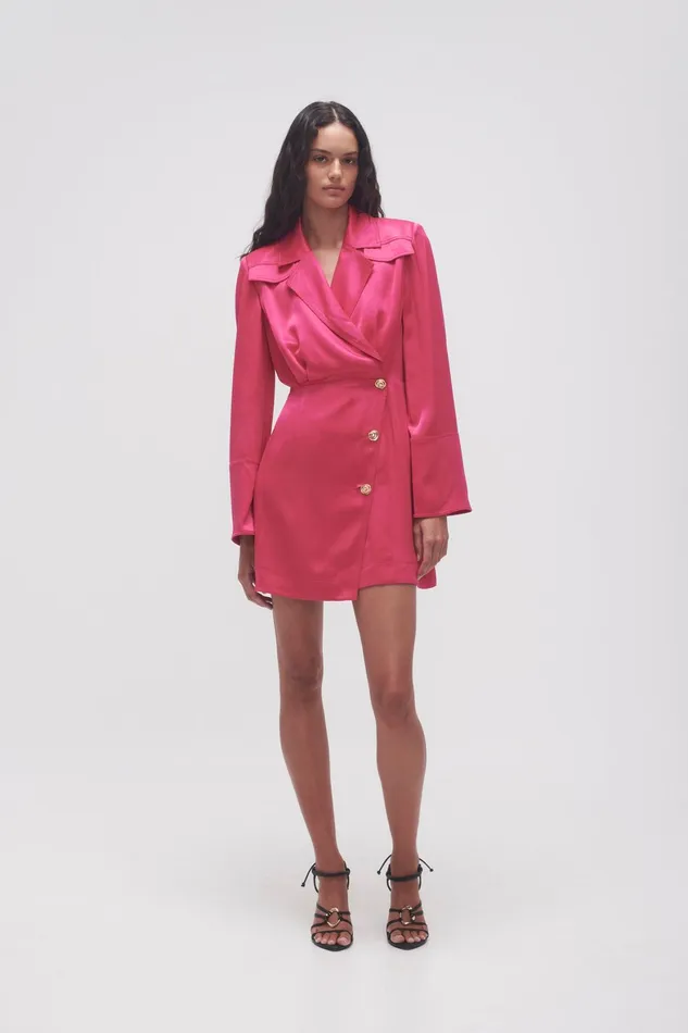 Aje Echo Mini Shirt Dress Hot Pink Women Dresses