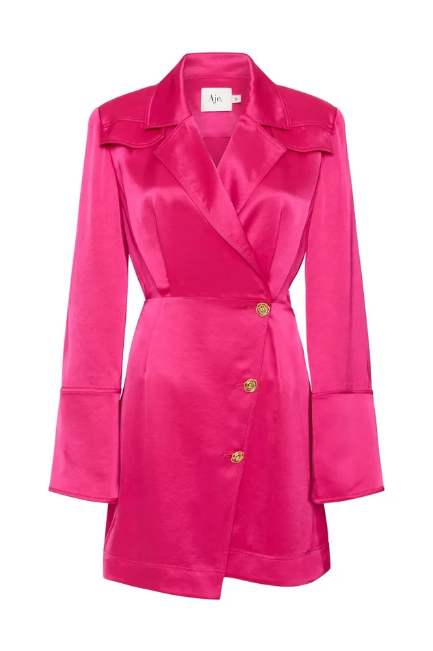 Aje Echo Mini Shirt Dress Hot Pink Women Dresses