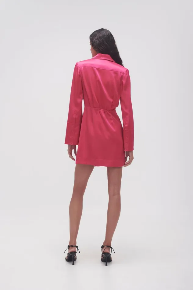 Aje Echo Mini Shirt Dress Hot Pink Women Dresses