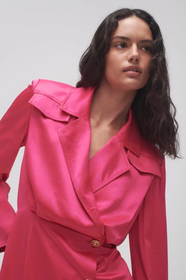 Aje Echo Mini Shirt Dress Hot Pink Women Dresses