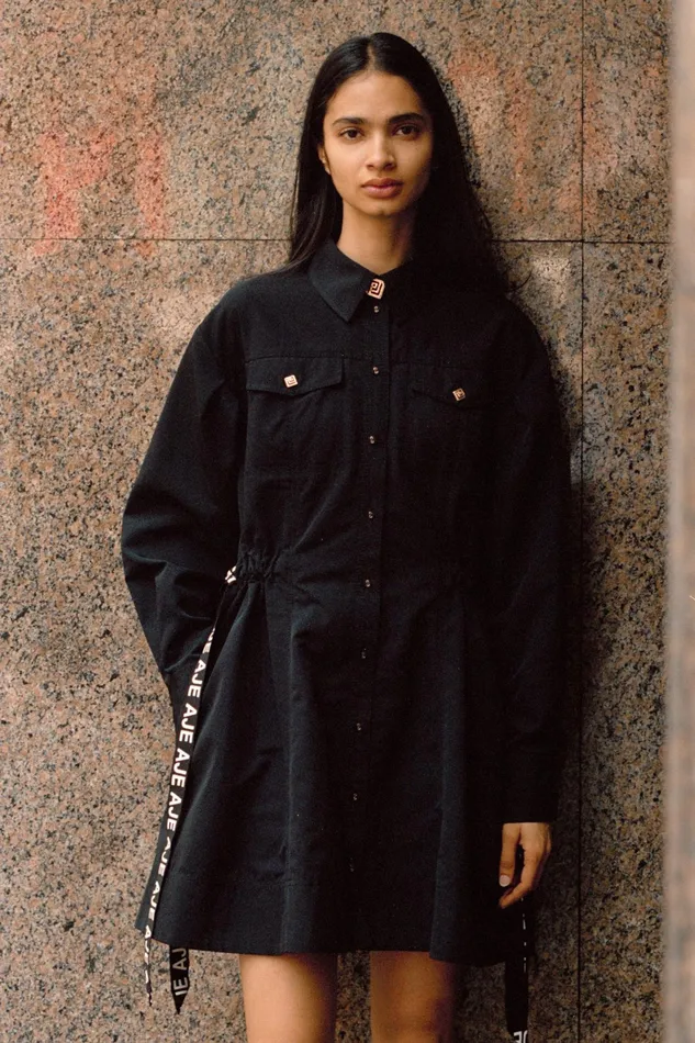 Aje Eternal Logo Mini Dress Black Women Dresses