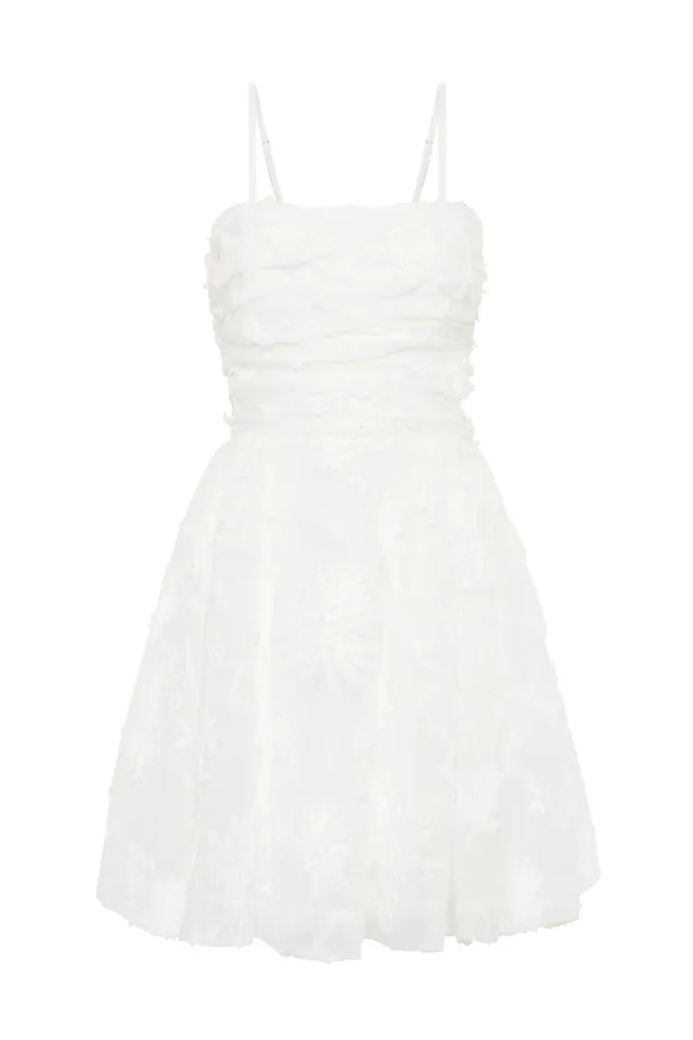 Aje Evangeline Mini Dress Ivory Women Dresses