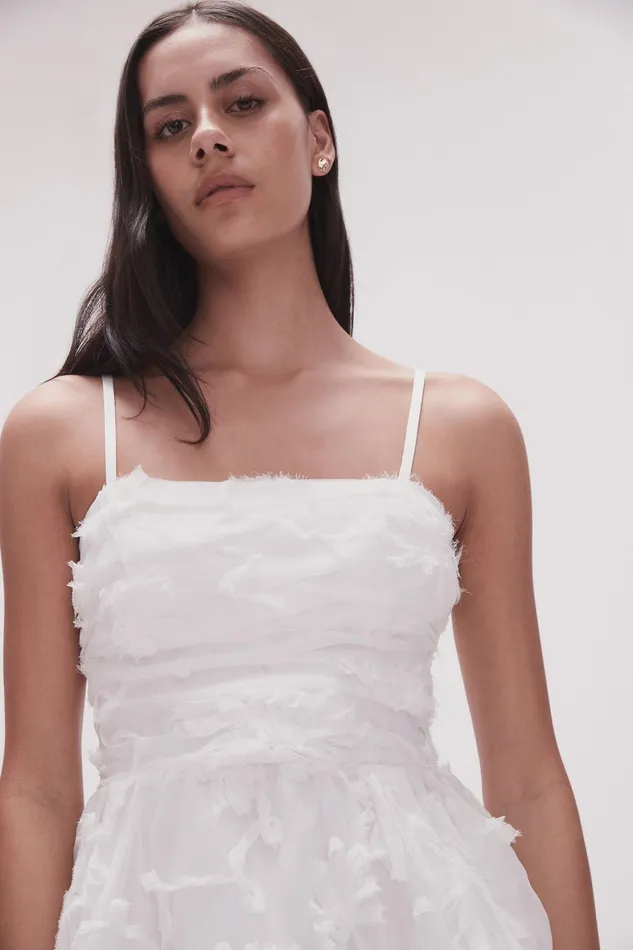 Aje Evangeline Mini Dress Ivory Women Dresses