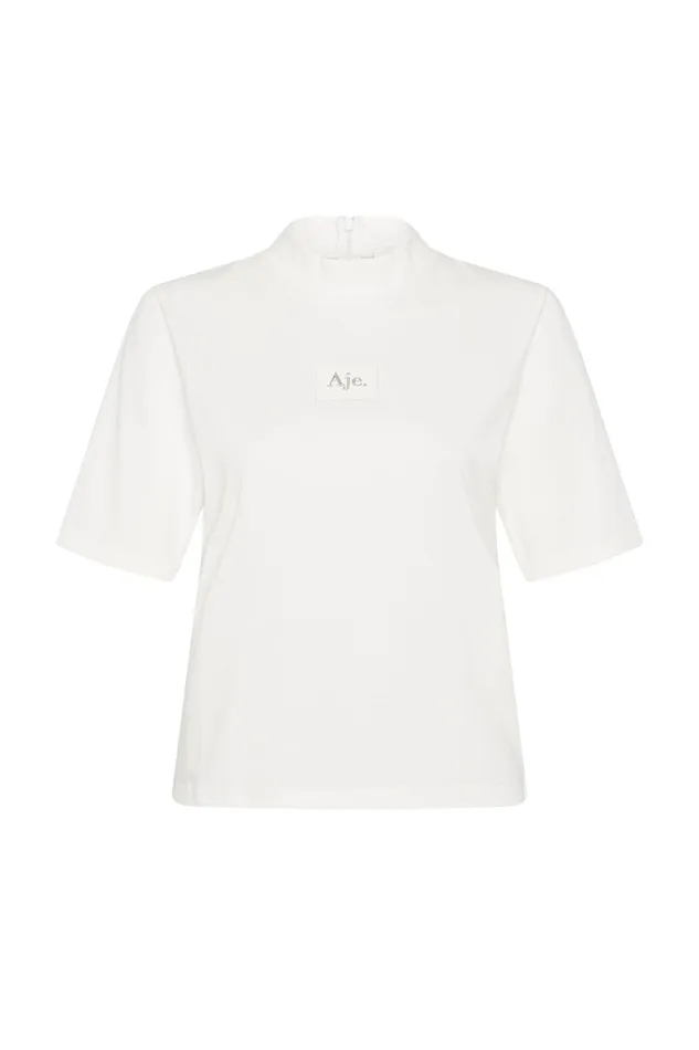 Aje Evie Funnel Neck Tee White Women Tops