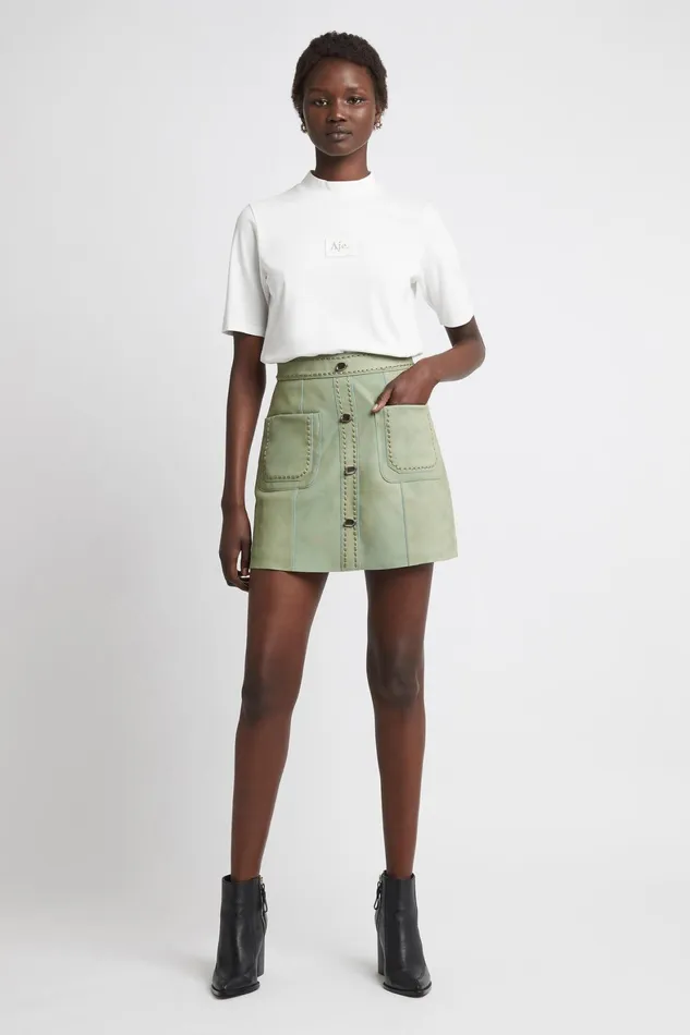 Aje Evie Funnel Neck Tee White Women Tops