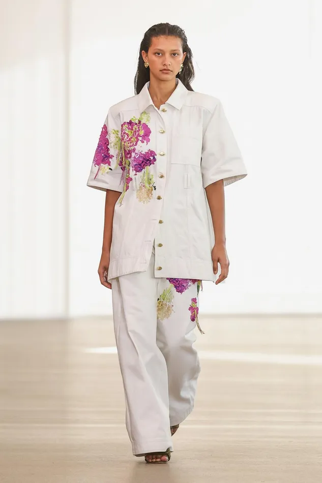 Aje Flora Detail Wide Leg Jeans White Women Pants