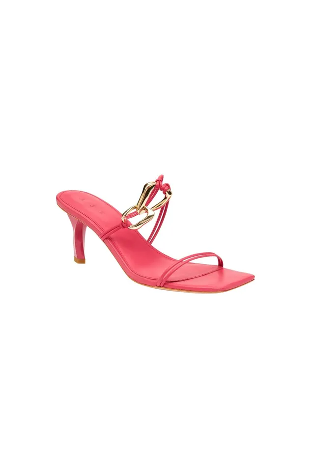 Aje Fondation Link Strappy Mid Heel Crimson Pink Women Shoes