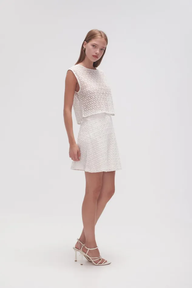 Aje Freya Diamond Pearl Mini Skirt Ivory Women Skirts