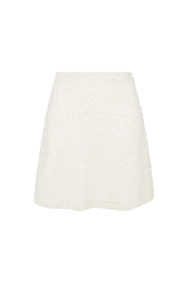 Aje Freya Diamond Pearl Mini Skirt Ivory Women Skirts