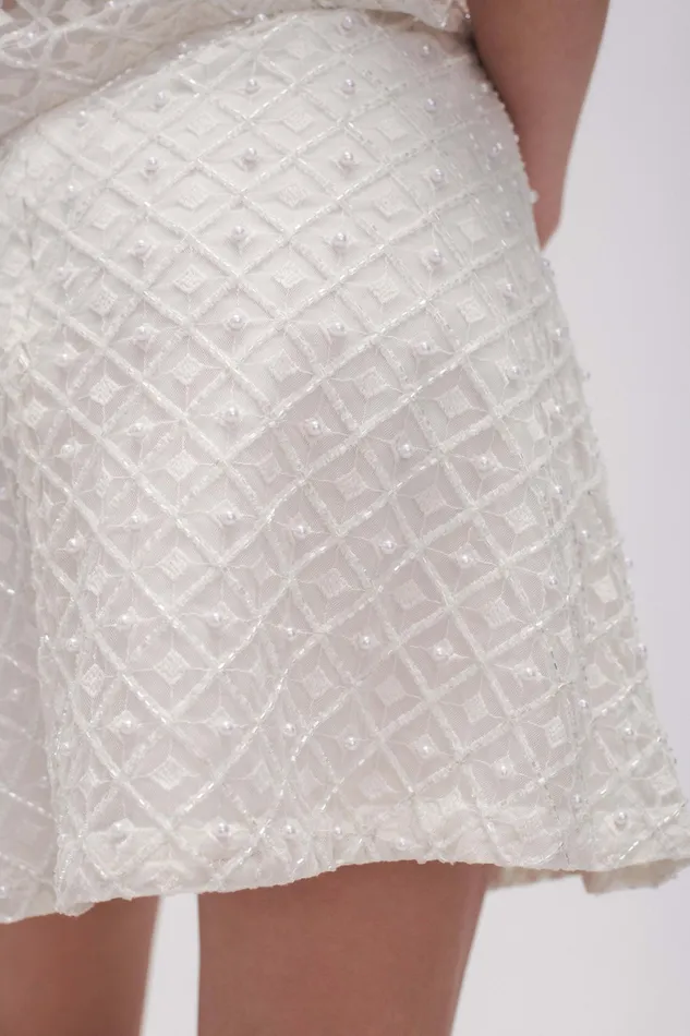 Aje Freya Diamond Pearl Mini Skirt Ivory Women Skirts