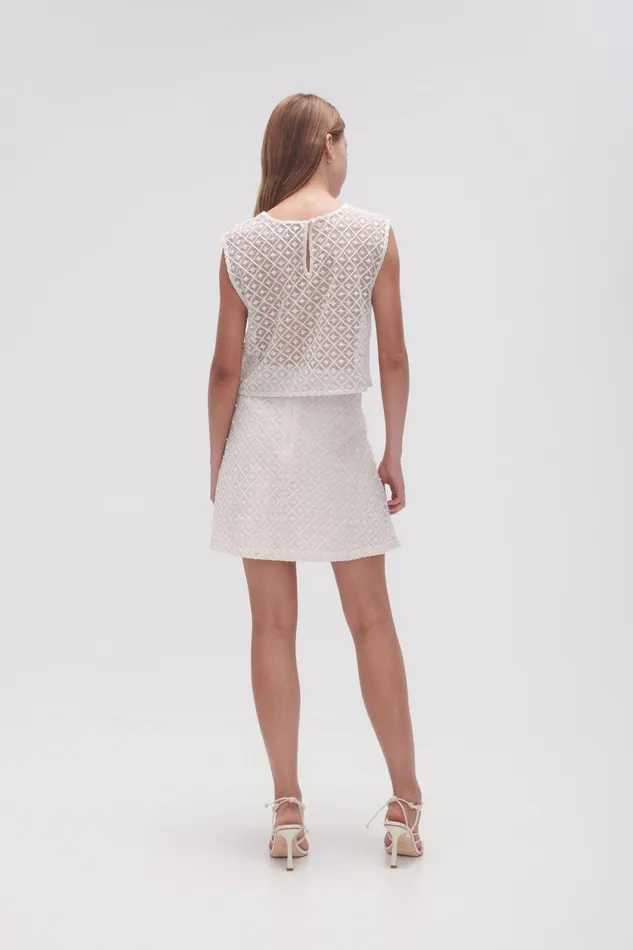 Aje Freya Diamond Pearl Mini Skirt Ivory Women Skirts