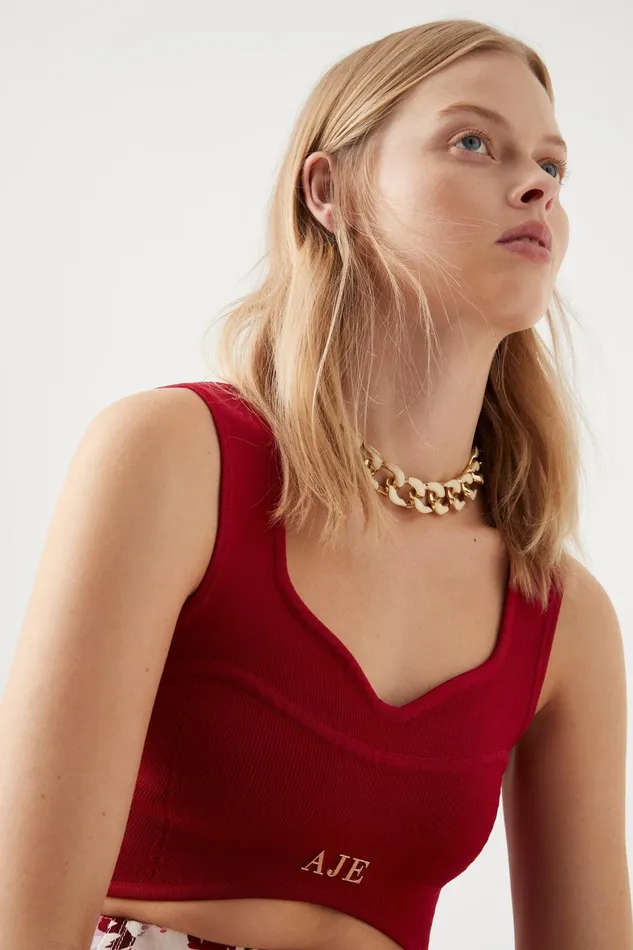 Aje Glaze Chunky Chain Resin Necklace Goldwhite Women Jewellery