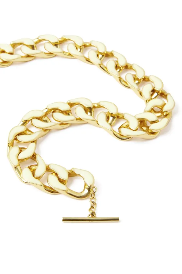 Aje Glaze Chunky Chain Resin Necklace Goldwhite Women Jewellery