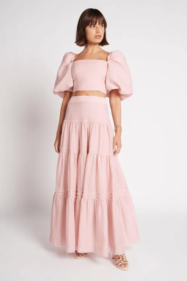 Aje Imprint Maxi Skirt Dusty Pink Women Skirts