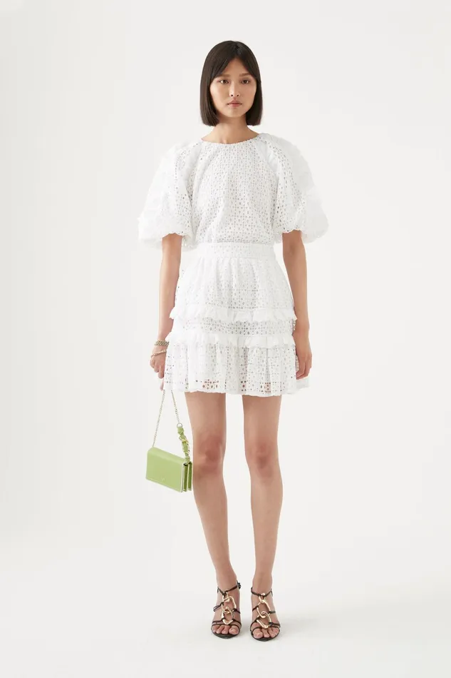 Aje Lita Broderie Mini Skirt Ivory Women Skirts