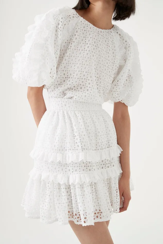 Aje Lita Broderie Mini Skirt Ivory Women Skirts