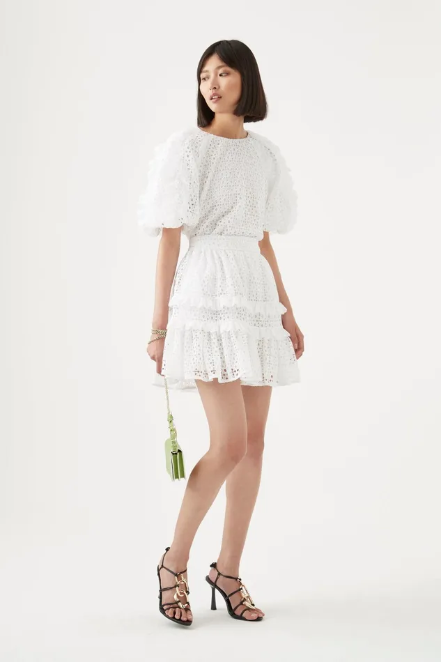 Aje Lita Broderie Mini Skirt Ivory Women Skirts